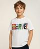 Pine Kids Marvel Single Jersey Knit Half Drop Shoulder Sleeves Oversized T-Shirt with Avengers Graphics - White