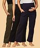 The Mom Store Pack Of 3 Cotton Spandex Solid Maternity Track Pants - Olive Green Navy Blue & Black