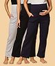 The Mom Store Pack Of 3 Cotton Spandex Solid Maternity Track Pants - Black Navy Blue & Grey
