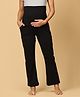 The Mom Store Cotton Spandex Solid Maternity Track Pants - Black