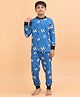 Ninos Dreams Cotton Jersey Knit Half Sleeves Football & Typography Printed Coordinating Night Suit Set - Blue