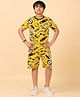 Ninos Dreams Cotton Jersey Knit Half Sleeves Skateboard & Mic Printed Coordinating Night Suit Set - Yellow