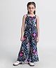 Taffykids Sleeveless Abstract Printed Jumpsuit - Black & Multi Colour