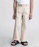 Taffykids Full Length Solid Pant With Belt - Beige
