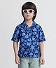 Taffykids Poplin Half Sleeves Floral Printed Shirt - Navy Blue & Blue