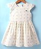 ORRIGANY Cotton Knit Cap Sleeves Frock with Hearts Print - Offwhite