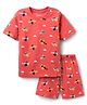 Babyhug Cotton Knit Half Sleeves Co-ords Short Night Suit With Aeroplane Print - Red