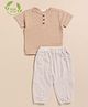 Cot & Candy Organic Cotton Half Sleeves Solid Tee & Lounge Pant Set - Latte & Oatmeal