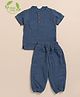 Cot & Candy Organic Cotton Half Sleeves Solid Tee & Lounge Pant Set - Navy Blue