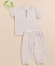 Cot & Candy Organic Cotton Half Sleeves Solid Tee & Lounge Pant Set - Oatmeal