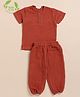 Cot & Candy Organic Cotton Half Sleeves Solid Tee & Lounge Pant Set - Picante