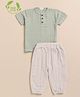 Cot & Candy Organic Cotton Half Sleeves Solid Tee & Lounge Pant Set - Sage & Oatmeal