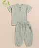 Cot & Candy Organic Cotton Half Sleeves Solid Tee & Lounge Pant Set - Sage