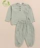 Cot & Candy Organic Cotton Full Sleeves Solid Tee & Lounge Pant Set - Sage