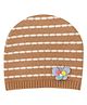 Kid-O-World Cotton Butterfly Patch Detailed Striped Beanie - Brown-  Diameter 46 Cms