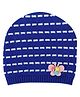 Kid-O-World Cotton Butterfly Patch Detailed Striped Beanie - Dark Blue-  Diameter 46 Cms