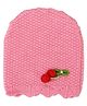 Kid-O-World Cotton Cherry Patch Detailed Honeycomb Designed Beanie - Dark Pink-  Diameter 46 Cms