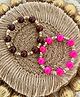 Kalacaree Set of 2 Beads Embellished Bracelets - Pink & Brown