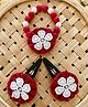 Kalacaree Set of 2 Floral Applique Detailed Tic Tac Clips With Coordinating Beads Embellished Stretchable Bracelet - Dark Pink