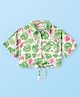 CrayonFlakes Rayon Half Sleeves Floral Printed Shirt Style Crop Top - Off White & Green
