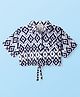 CrayonFlakes Rayon Half Sleeves Ikat Printed Shirt Style Crop Top - Off White