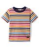 CrayonFlakes Cotton Half Sleeves Striped Tee - Off White & Multi Colour