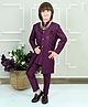 Ahhaaaa Brocade Sequins Embellished Geometric Designed Sherwani Pant Set - Wine