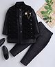 Ahhaaaa Velvet Solid Kurta Pant With Sequins Embellished Ethnic Designed Jacket Set - Black
