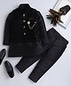 Ahhaaaa Velvet Full Sleeves Solid Kurta & Pant With Sequin Embellished Jacket Set - Black