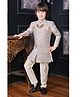 Ahhaaaa Jacquard Full Sleeves Floral Foil Printed Indo Western Sherwani & Pant Set - Beige