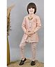 Ahhaaaa Silk Sequins Embellished Threadwork Detailed Sherwani With Pant & Necklace Set - Pink