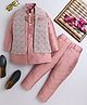 Ahhaaaa Silk Blend Full Sleeves Solid Kurta Pyjama With Floral Embroidered Jacket Set - Pink