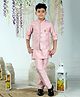 Ahhaaaa Brocade Full Sleeves Solid Kurta Trousers With Threadwork Embroidered & Sequins Embellished Jacket Set - Pink
