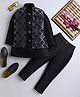 Ahhaaaa Silk Blend Full Sleeves Solid Kurta Pyjama With Abstract Embroidered Sherwani Set - Blue