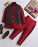 Ahhaaaa Silk Blend Full Sleeves Solid Kurta Pyjama With Embellished Sherwani Set - Maroon