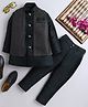 Ahhaaaa Silk Blend Full Sleeves Solid Kurta Pyjama With Embellished Sherwani Set - Green