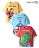 Pine Kids Marvel Single Jersey Knit Drop Shoulder Half Sleeves Oversize T-Shirt with Avengers Graphics Pack Of 3 - Red Light Blue & Yellow
