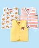 Babyhug Cambric Woven Sleeveless Jhablas With Striped & Bear Print Pack Of 3 - Yellow Red & White