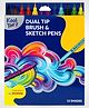 Kores Dual Tip Brush & Sketch Pens Pack Of 12 - Multicolour