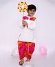BownBee Pure Cotton Full Sleeves Bandhani Printed Dhoti Kurta Set - White