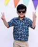 BownBee Pure Cotton Half Sleeves Fish Printed Shirt - Blue