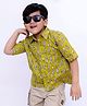 BownBee Pure Cotton Half  Sleeves Fishes Printed Shirt - Yellow
