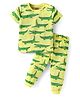 Babyhug Cotton Knit Half Sleeves Co-ords Night Suit  with Dino Print -Limegreen