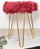 The Procure Store Comfortable and Soft Texture Round Fur Stool - Maroon