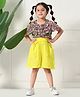 Bella Moda Cotton Half Bell Sleeves Floral Printed Top With Coordinating Shorts Set - Multi-Color