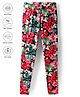 Pine Active Knit Full Length Super Stretch Leggings with Floral Print - Black