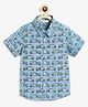 Campana 100% Cotton Half Sleeves Vintage Cars Printed Shirt - Blue