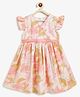 Campana 100% Cotton Frill Sleeves Floral Printed Dress - Pink