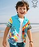 OLLINGTON ST. 100% Cotton Knit Shirt With T-Shirt Tropical Theme - Light Blue