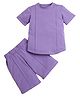 ZIP ZAP ZOOP Cotton Half Sleeves Solid Tee & Shorts Set - Purple